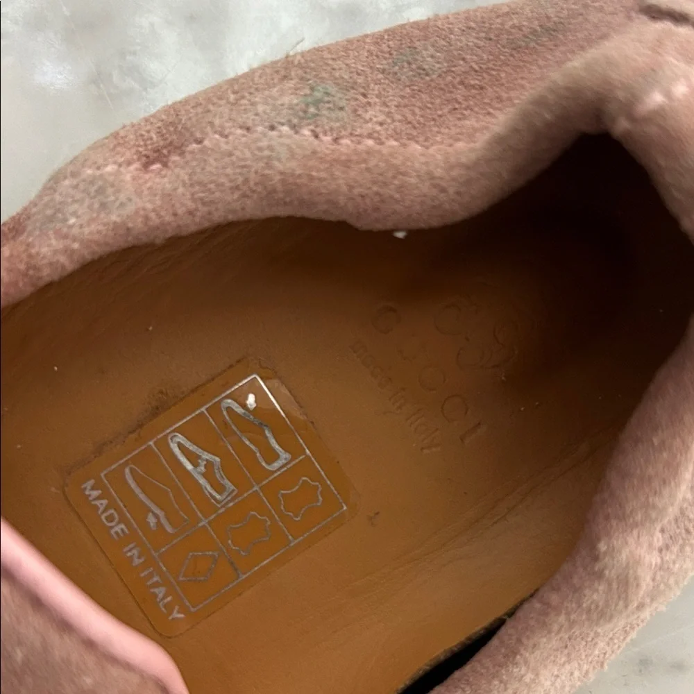 GUCCI Baby Pink Suede Kids Loafers Sz 25